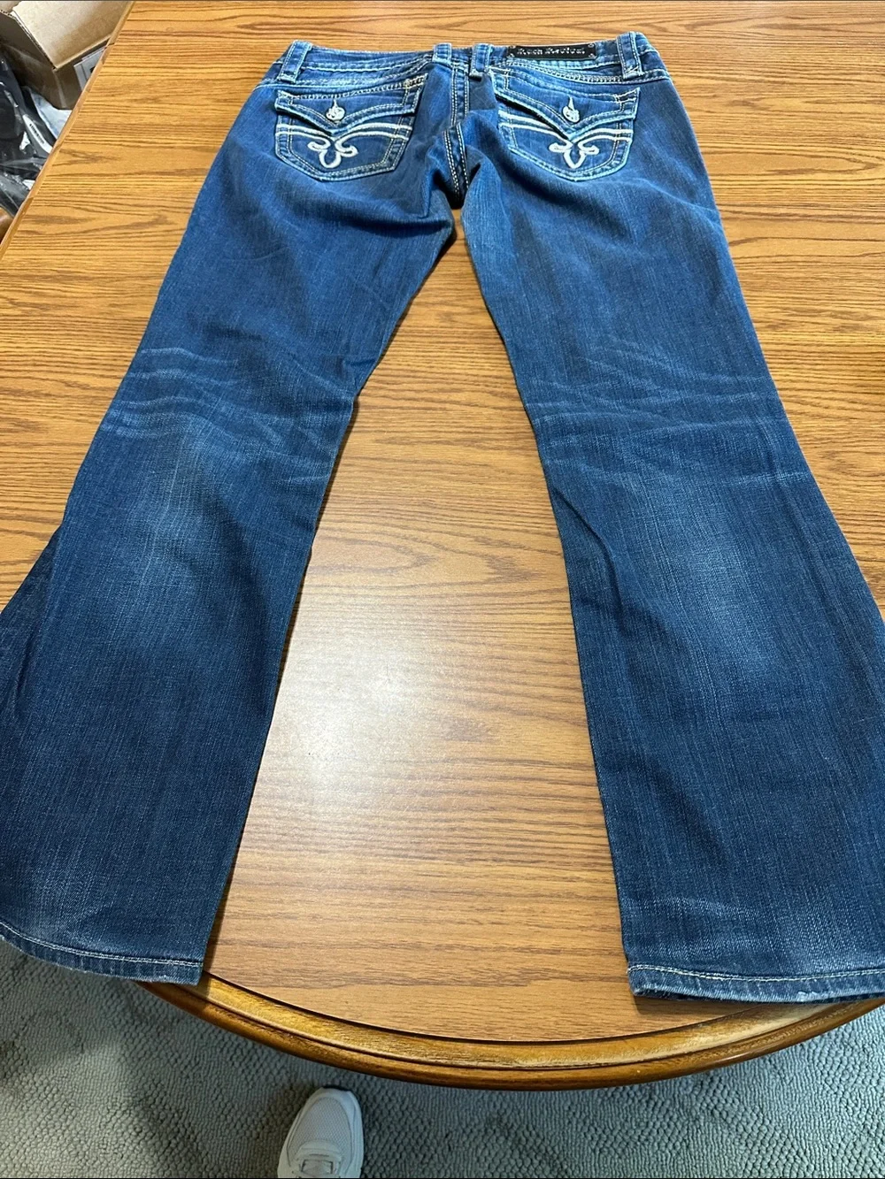 Rock Revival Women's Dark Blue Denim Boot Cut Jeans with Embroidered Pocket - Picture 7 of 7